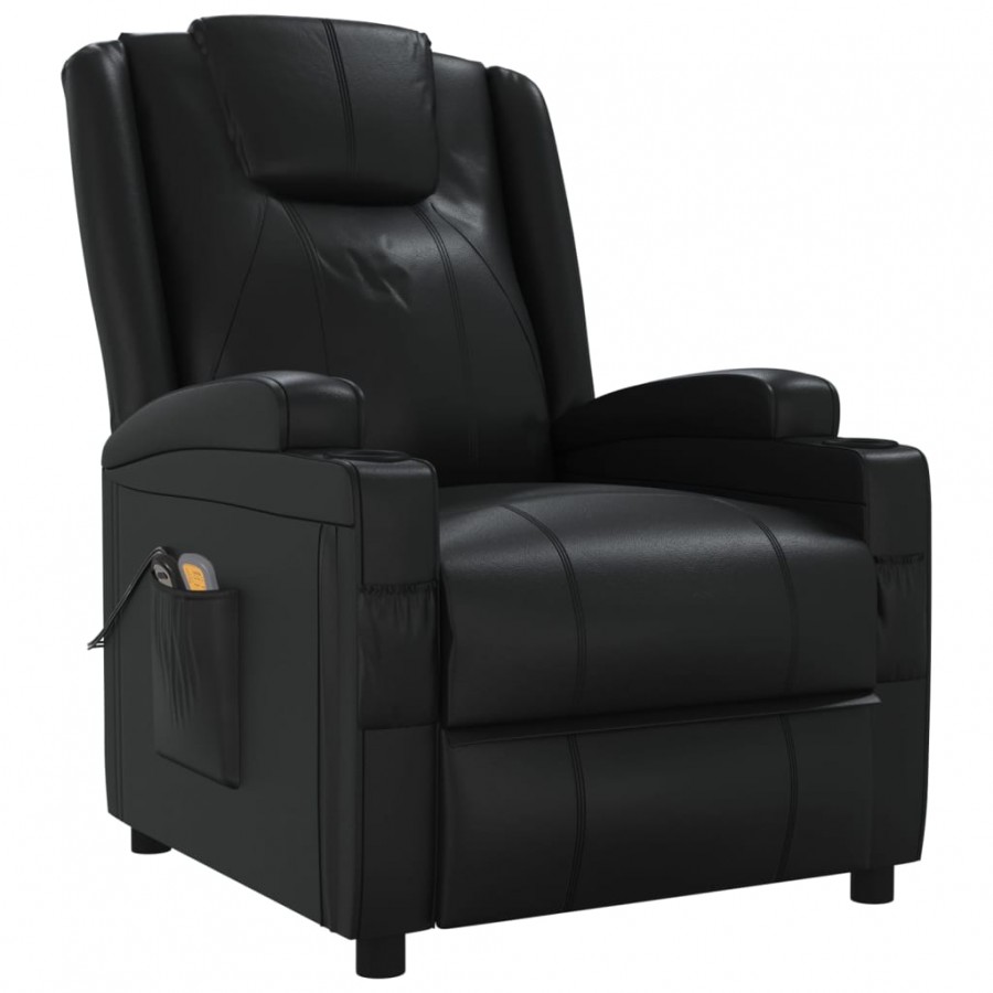 Fauteuil électrique de massage Noir Similicuir Fauteuil électrique de massage Noir Similicuir
