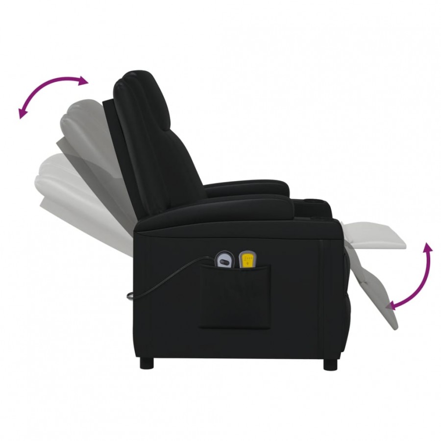 Fauteuil électrique de massage Noir Similicuir Fauteuil électrique de massage Noir Similicuir