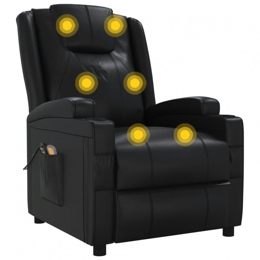 Fauteuil électrique de massage Noir Similicuir Fauteuil électrique de massage Noir Similicuir