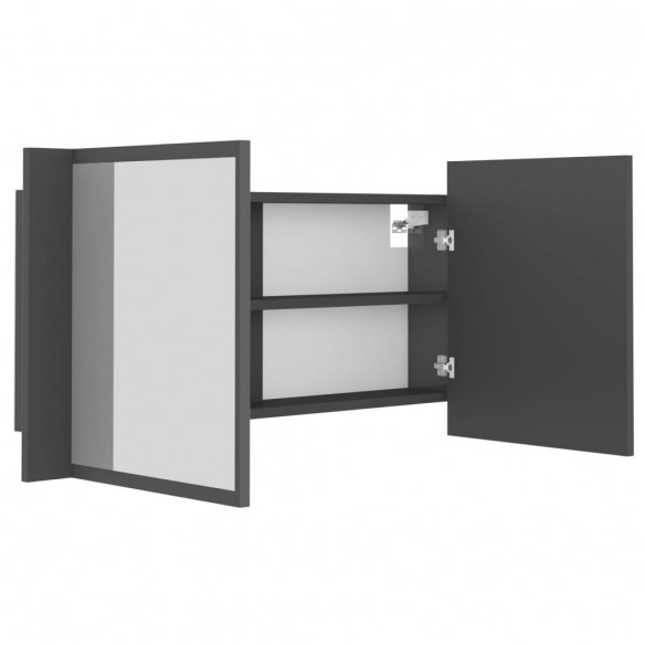 Armoire de salle de bain à miroir LED Gris 90x12x45 Acrylique