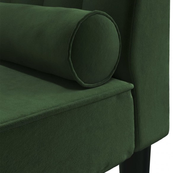 Chaise longue avec traversin vert foncé velours