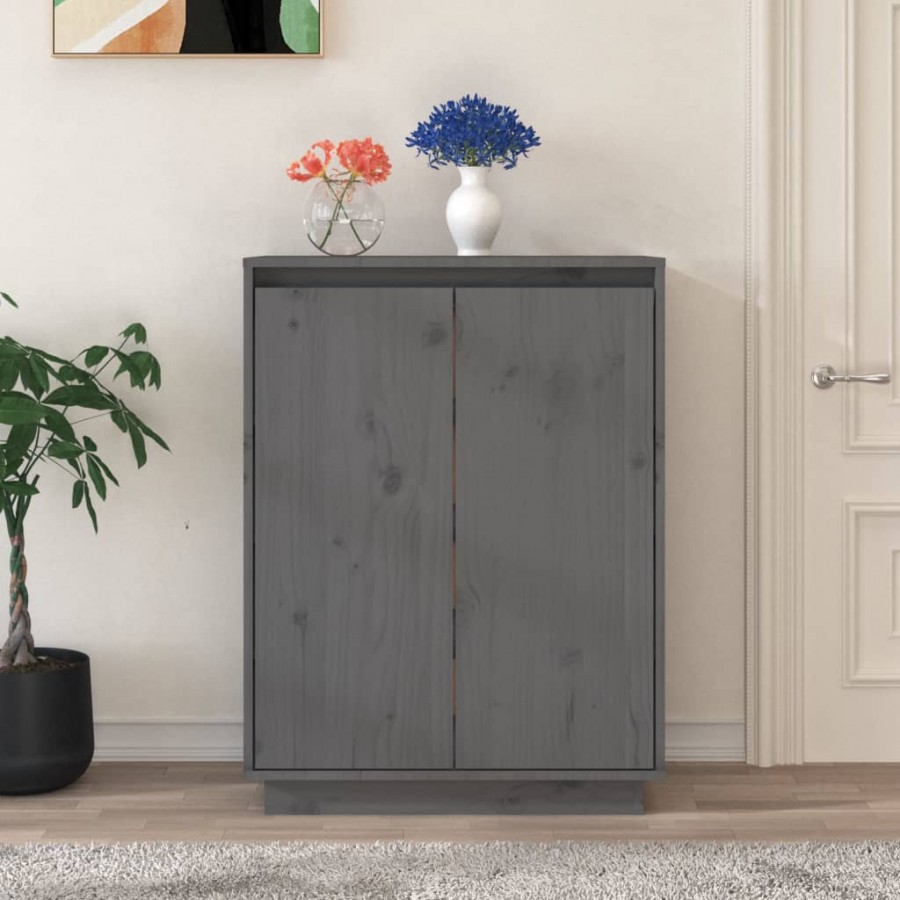 Armoire à chaussures Gris 60x35x80 cm Bois de pin massif