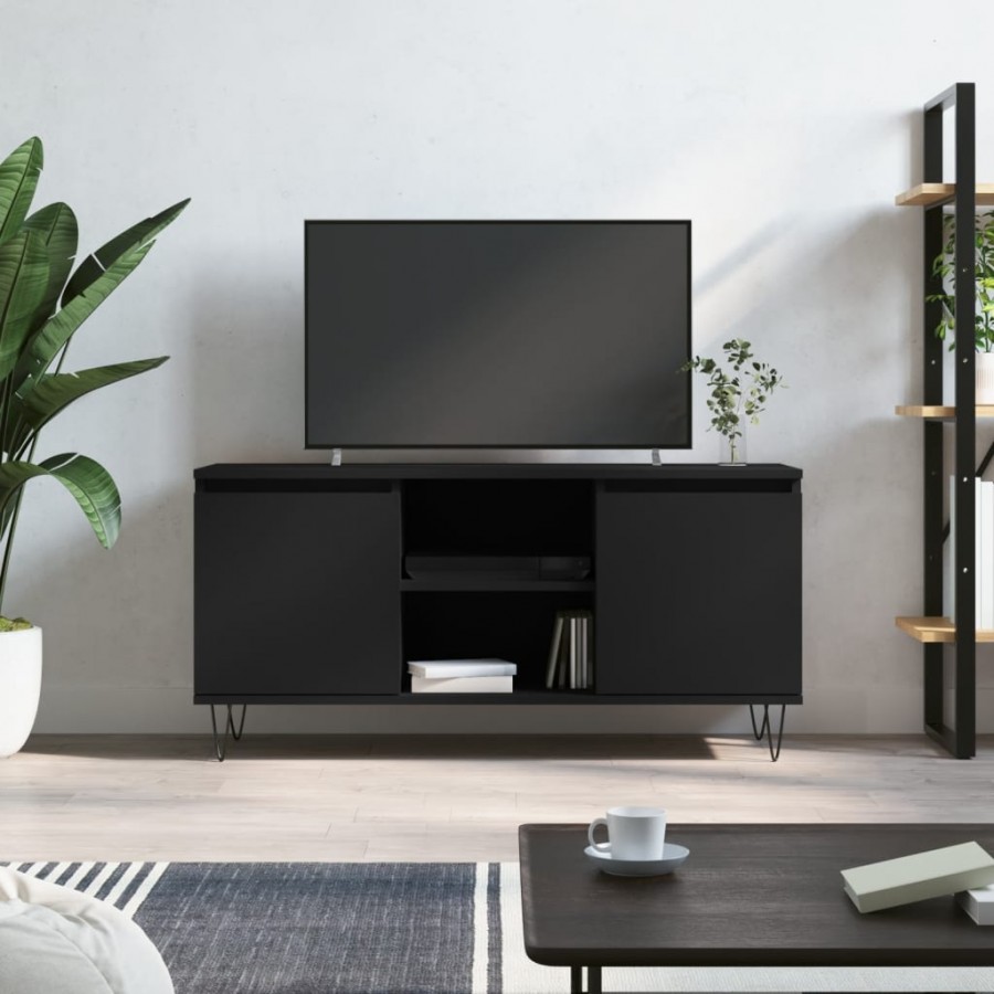 Meuble TV noir 104x35x50 cm bois...