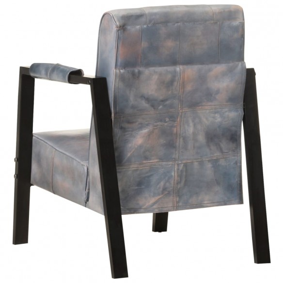 Fauteuil 60x80x87 cm Gris Cuir de chèvre véritable