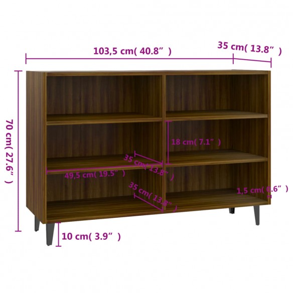 Buffet Chêne marron 103,5x35x70 cm Aggloméré