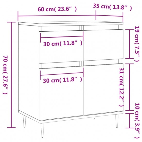 Buffet Noir 60x35x70 cm Bois d'ingénierie