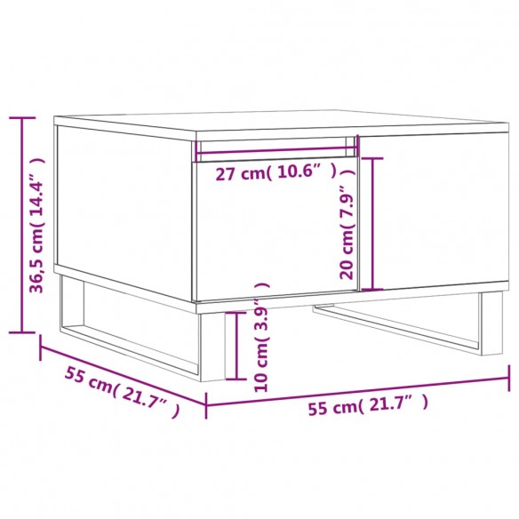 Table basse blanc 55x55x36,5 cm bois d'ingénierie