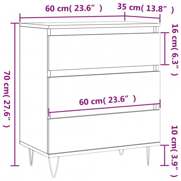 Buffet Blanc brillant 60x35x70 cm Bois d'ingénierie