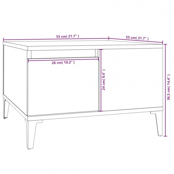 Table basse chêne sonoma 55x55x36,5 cm bois d'ingénierie