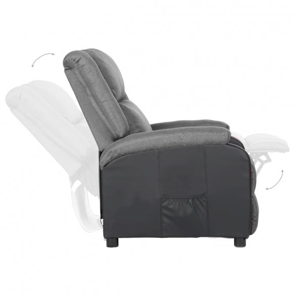 Fauteuil inclinable Gris clair Similicuir et tissu