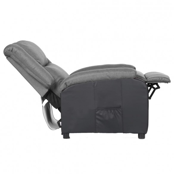 Fauteuil inclinable Gris clair Similicuir et tissu