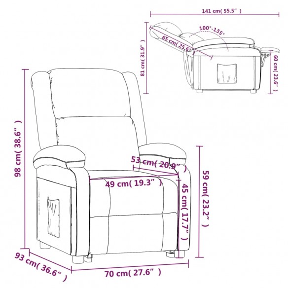 Fauteuil inclinable Gris clair Similicuir et tissu