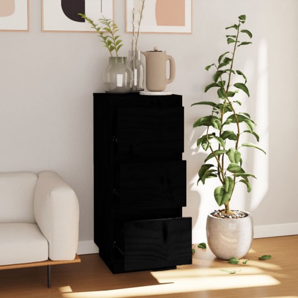 Buffet Noir 32x34x75 cm Bois massif de pin