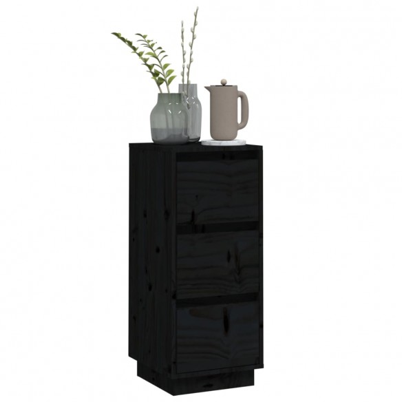 Buffet Noir 32x34x75 cm Bois massif de pin