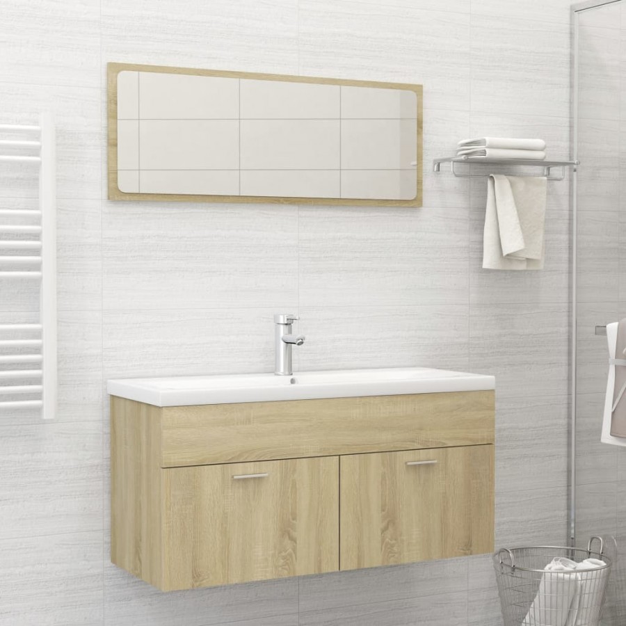 Ensemble de meubles de bain 2 pcs Chêne sonoma Aggloméré