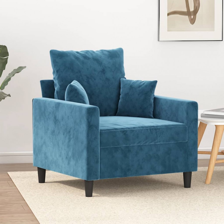 Fauteuil Bleu 60 cm Velours