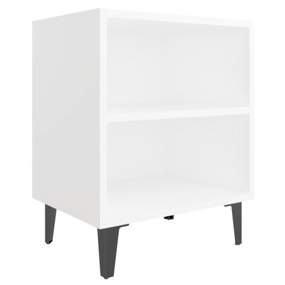 Tables de chevet avec pieds en métal 2 pcs blanc 40x30x50 cm