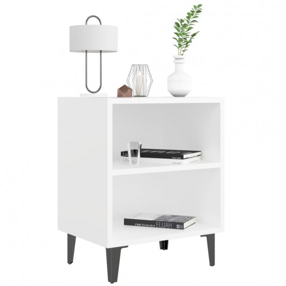 Tables de chevet avec pieds en métal 2 pcs blanc 40x30x50 cm