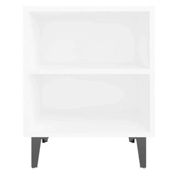 Tables de chevet avec pieds en métal 2 pcs blanc 40x30x50 cm