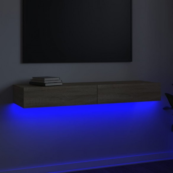 Meuble TV avec lumières LED Chêne sonoma 120x35x15,5 cm