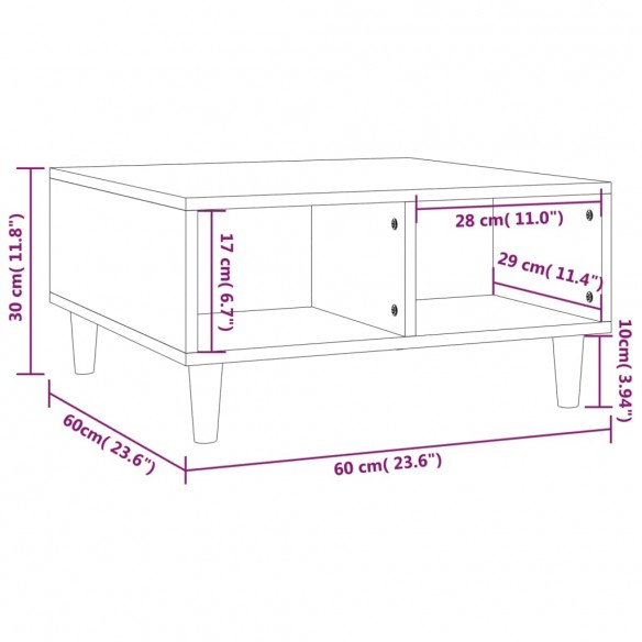 Table basse Sonoma gris 60x60x30 cm Aggloméré