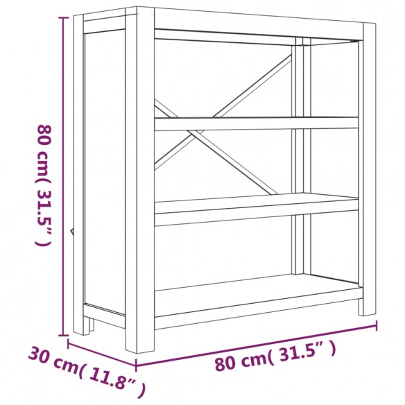 Bibliothèque 3 niveaux 80x30x80 cm Bois solide d'acacia