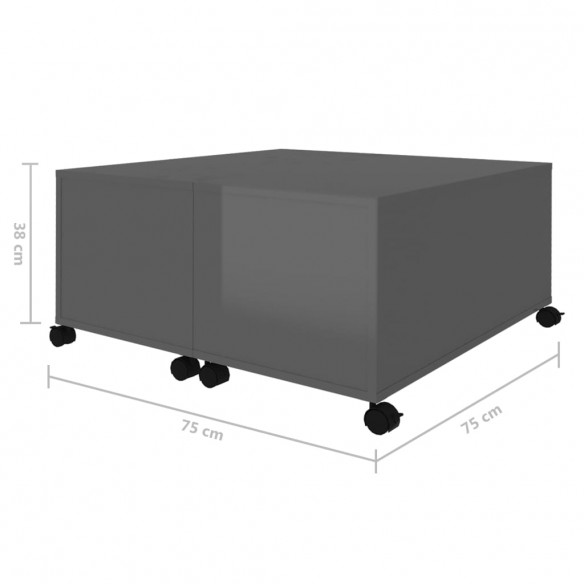 Table basse Gris brillant 75x75x38 cm Aggloméré