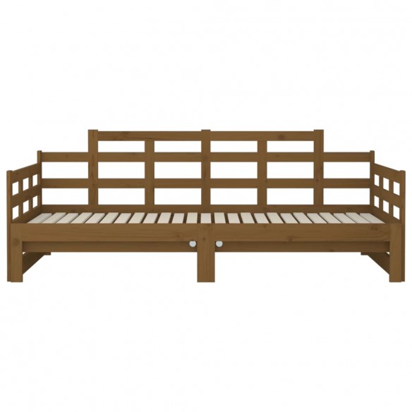 Lit coulissant Marron miel Bois de pin solide 2x(80x200) cm