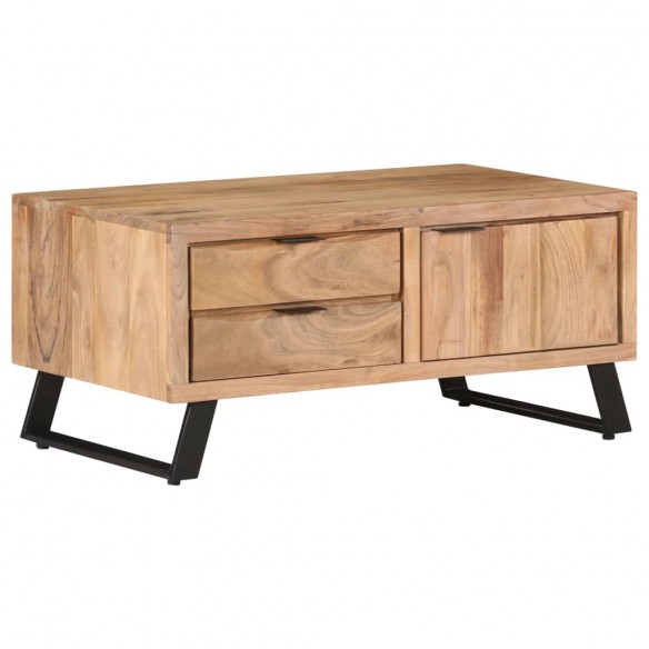 Table basse 90x50x40 cm Bois d'acacia solide avec bord naturel