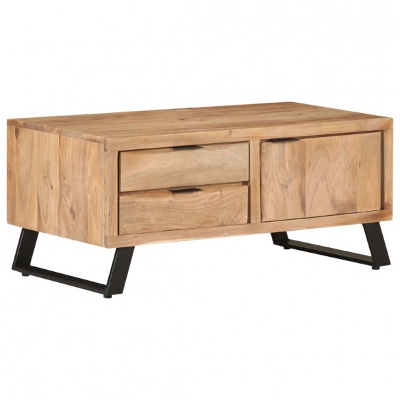 Table basse 90x50x40 cm Bois d'acacia solide avec bord naturel