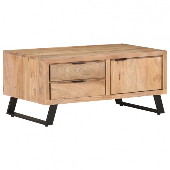 Table basse 90x50x40 cm Bois d'acacia solide avec bord naturel