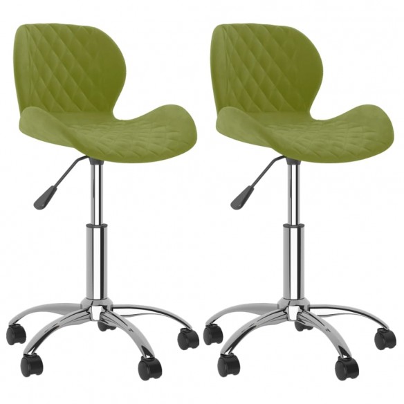 Chaises pivotantes à manger lot de 2 Vert clair Velours