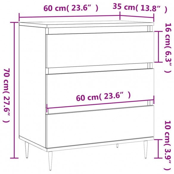 Buffet Gris béton 60x35x70 cm Bois d'ingénierie