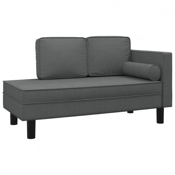 Chaise longue avec coussins et traversin gris foncé tissu