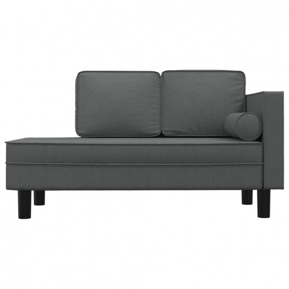 Chaise longue avec coussins et traversin gris foncé tissu