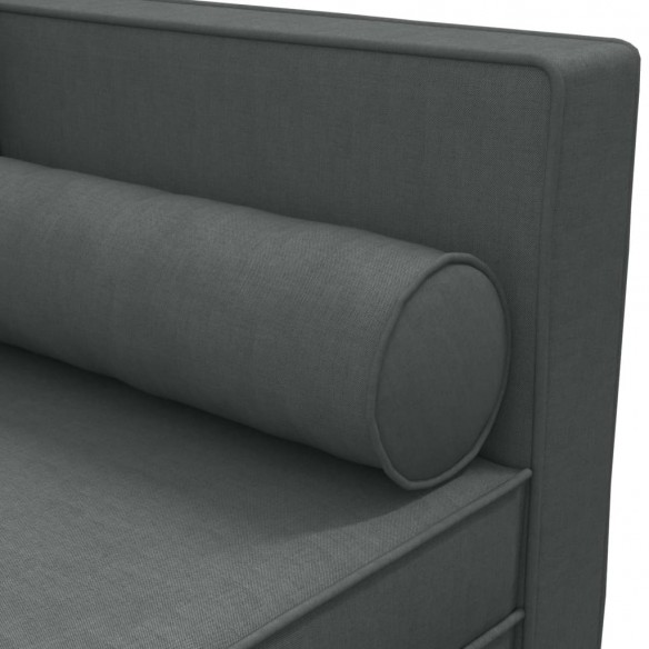 Chaise longue avec coussins et traversin gris foncé tissu