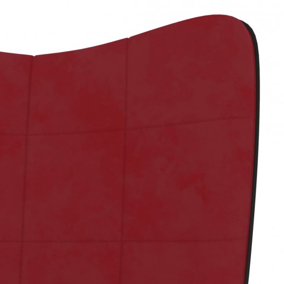 Chaise de détente et repose-pied Rouge bordeaux Velours et PVC