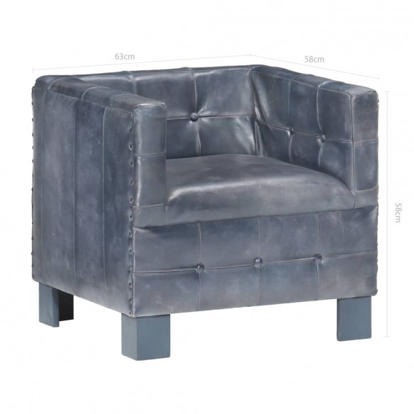 Fauteuil Gris Cuir véritable