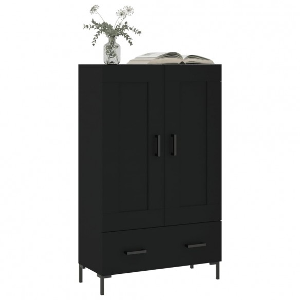 Buffet haut noir 69,5x31x115 cm bois d'ingénierie