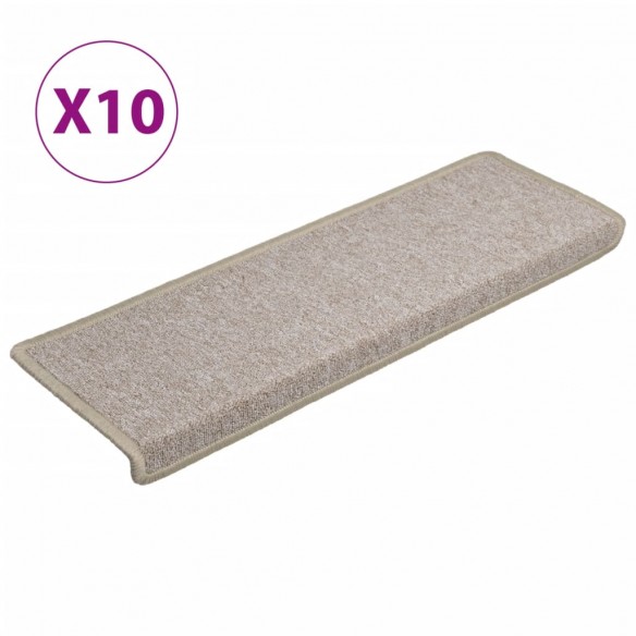 Tapis d'escalier 10 pcs 65x21x4 cm Taupe