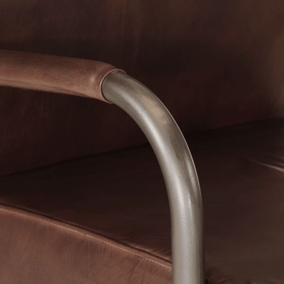 Fauteuil marron cuir véritable