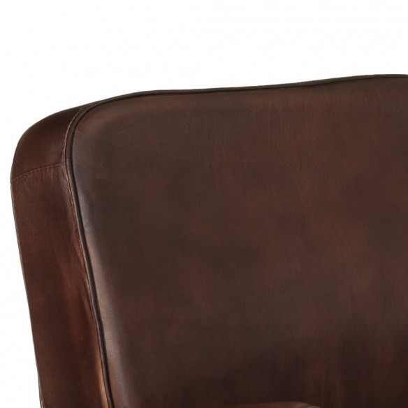 Fauteuil marron cuir véritable