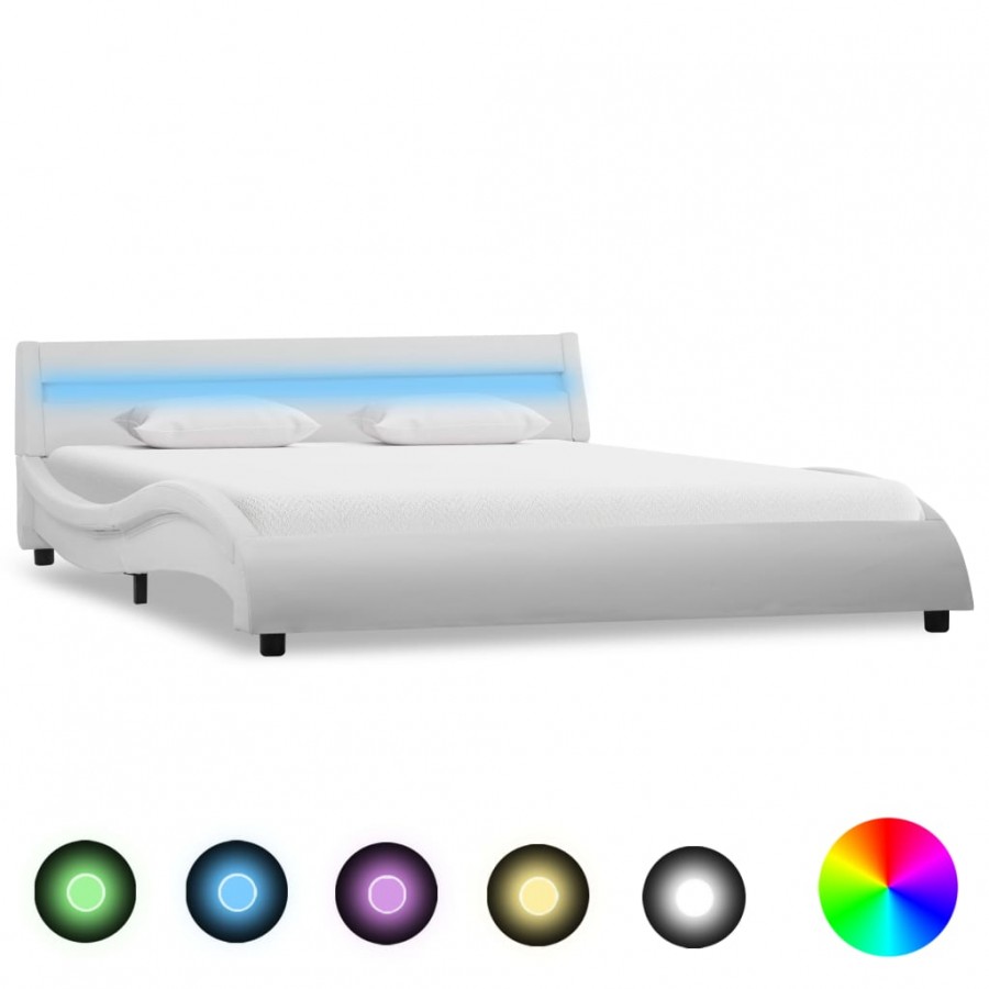 Cadre de lit avec LED Blanc...
