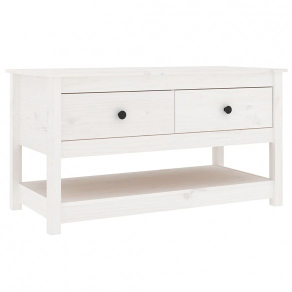 Table basse Blanc 102x49x55 cm Bois massif de pin