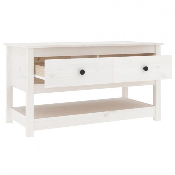 Table basse Blanc 102x49x55 cm Bois massif de pin