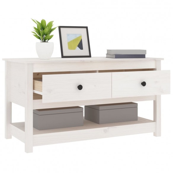 Table basse Blanc 102x49x55 cm Bois massif de pin