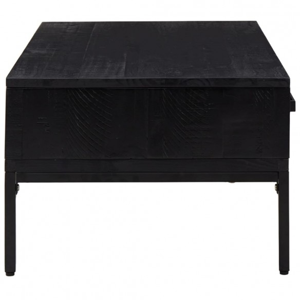 Table basse Noir 90x50x35 cm Bois de pin massif