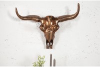 Trophée mural décoratif en crâne de taureau coloris cuivre