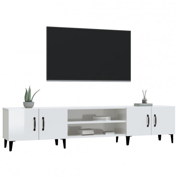 Meuble TV blanc brillant 180x31,5x40 cm bois d'ingénierie