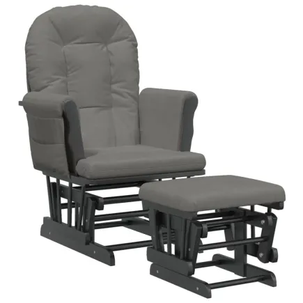 Chaise berçante avec repose-pied Gris foncé Tissu 2